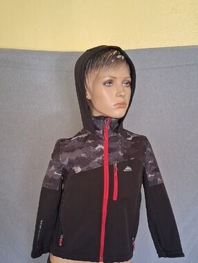 Snozu Black Hooded Jean-Style Jacket with Red Zipper